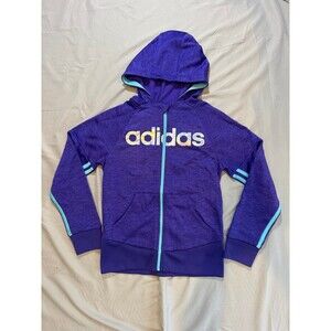 Adidas Youth Zippered Hooded Jacket - Hologram Logo - Size M 10/12 (A086)